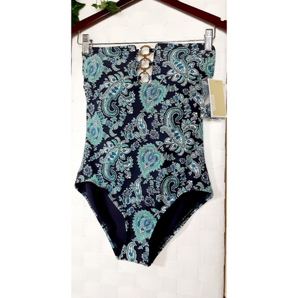 MICHAEL Michael Kors Bandeau Paisley Swimsuit - Picture 4 of 16